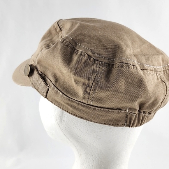 Tan Women's Army Fatigue Cap 100% Cotton Elasticized Band One Size Fits All - Picture 4 of 14